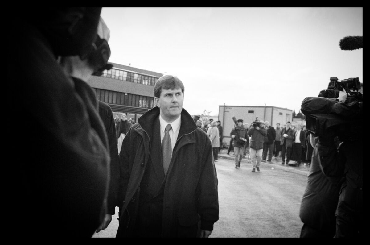 Jeffrey Donaldson, leaving the peace talks in Castle Buildings, in 1998. Picture: Eamonn Farrell/RollingNews.ie