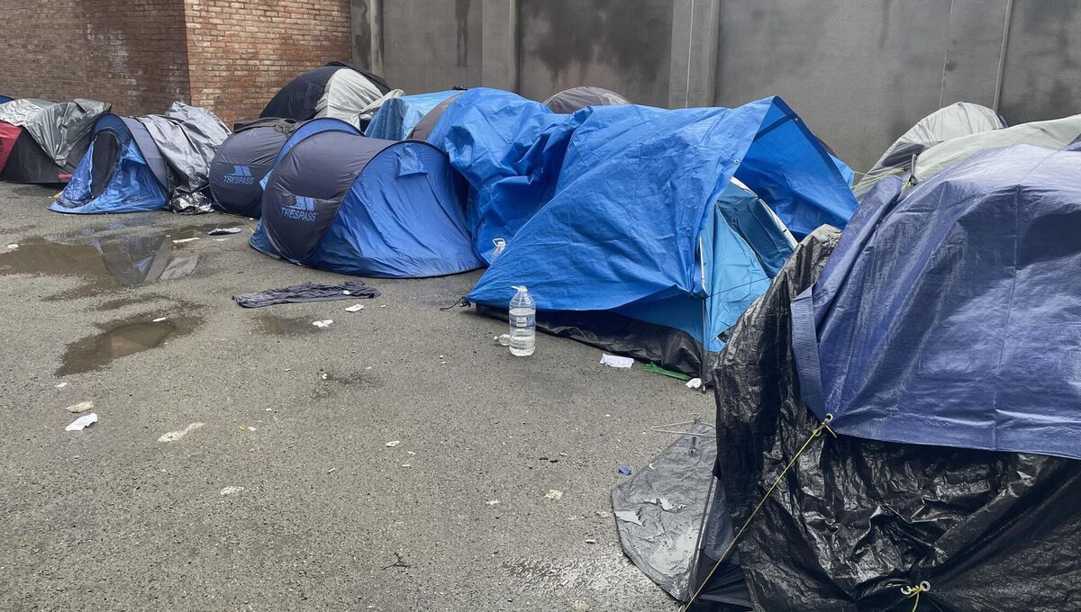 Tents used by homeless asylum seekers at Grattan Court, Mount Street, Dublin, earlier this month. File picture: PA