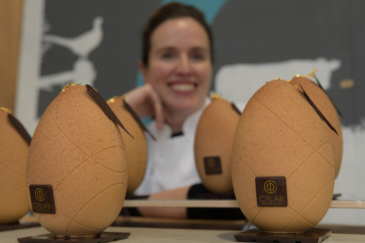  Nicola Brady with the finished "Millionaire Eggs" at the Co-Lab .Photograph Moya Nolan.