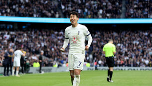 Son Heung-min celebrates Tottenham’s 2-1 win over Luton (Steven Paston/PA)