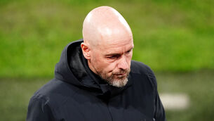 <p>Erik ten Hag saw his side fail to hang on to their late lead. Pic: Zac Goodwin/PA</p>