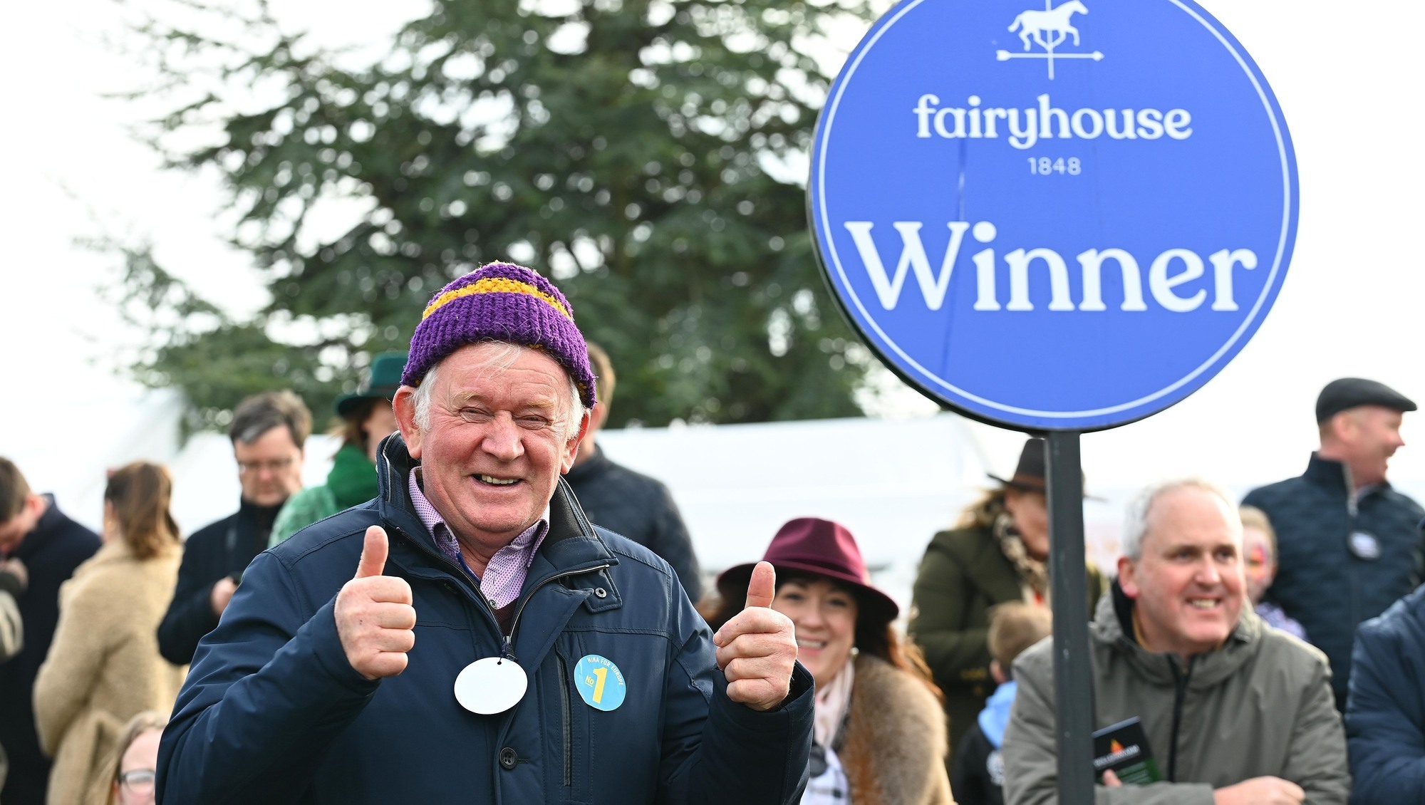 BACK IN THE BIG TIME: Trainer Jimmy Mangan savours the moment after  Spillane's Tower won the Grade One WillowWarm Gold Cup at Fairyhouse.  	Picture: Healy Racing