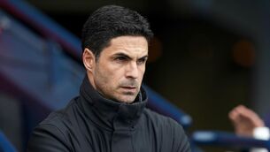 <p>IMPROVING: Arsenal manager Mikel Arteta looks on ahead of the Premier League match at the Etihad Stadium. Photo credit: Martin Rickett/PA Wire.</p>
