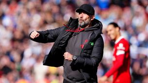 <p>KLOPP OF THE LEAGUE: Liverpool manager Jurgen Klopp celebrates at the end of the Premier League match at Anfield, Liverpool. Picture date: Sunday March 31, 2024.</p>