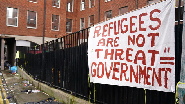 <p>Asylum seekers in tents in Dublin city centre recently. New research from ESRI shows that people in Ireland generally have very positive views on immigration, with over 73% of respondents expressing positive sentiments about immigration irrespective of an individual’s region of origin. File picture: Brian Lawless/PA</p>