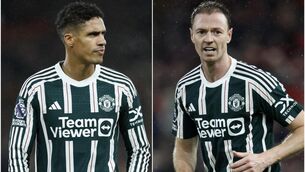<p>Raphael Varane and Jonny Evans are back in training (PA)</p>