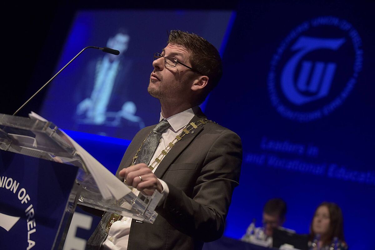 TUI President David Waters (right) at the Teachers Union of Ireland Congress (TUI) in Killarney. Picture: Tommy Clancy TUI President David Waters (right) at the Teachers Union of Ireland Congress (TUI) in Killarney. Picture: Tommy Clancy