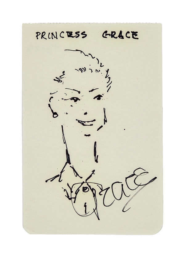  A sketch by Tony Bennett of Princess Grace signed by Grace.
