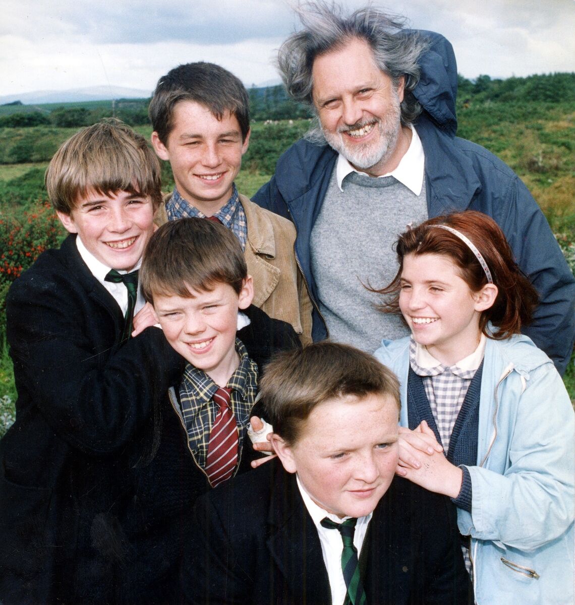 David Puttnam with the stars of War of the Buttons in 1993