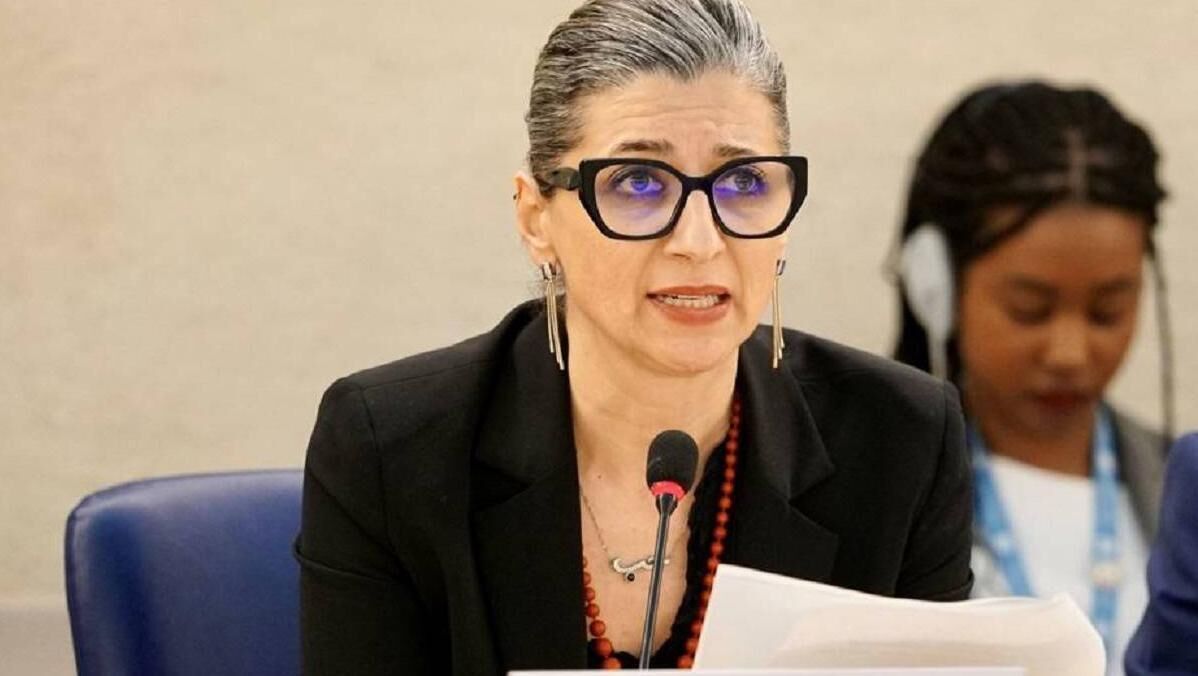 UN special rapporteur Francesca Albanese speaking at the 55th session of the UN Human Rights Council in Geneva which concludes today, April 5. Picture: Sérine Meradji/UNHRC UN special rapporteur Francesca Albanese speaking at the 55th session of the UN Human Rights Council in Geneva which concludes today, April 5. Picture: Sérine Meradji/UNHRC