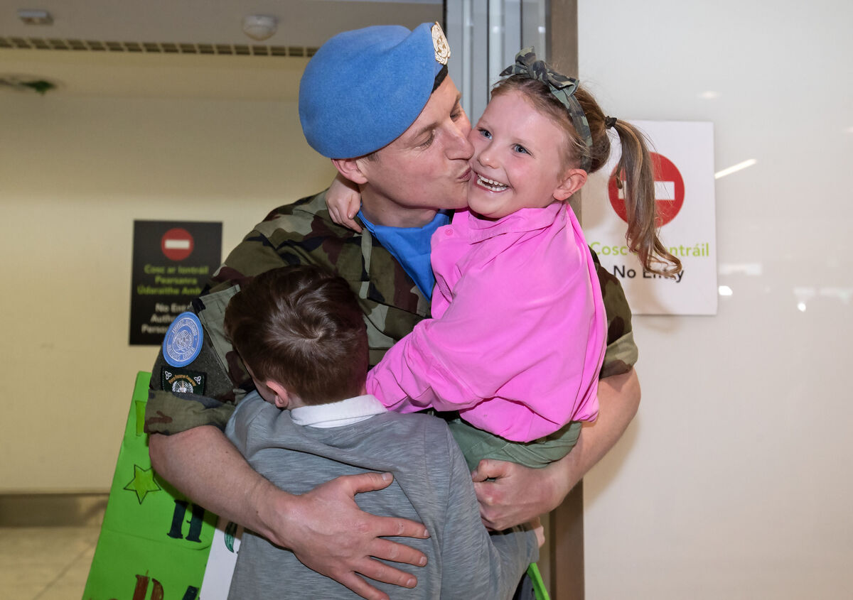 Paul Conlon, from Roscommon, is welcomed home by his children, Senan, and Saoirse and wife Brenda pictured this evening at Dublin airport  Paul Conlon, from Roscommon, is welcomed home by his children, Senan, and Saoirse and wife Brenda pictured this evening at Dublin airportÂ