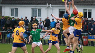 <p>FIGHTING SPIRIT: Clare finished in hectic fashion to seal the win over Limerick. Pic: Brendan Gleeson</p>