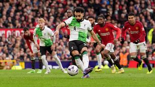 <p>SPOT ON: Liverpool's Mohamed Salah scores a late equaliser from the penalty spot. Photo credit: Martin Rickett/PA Wire.</p>