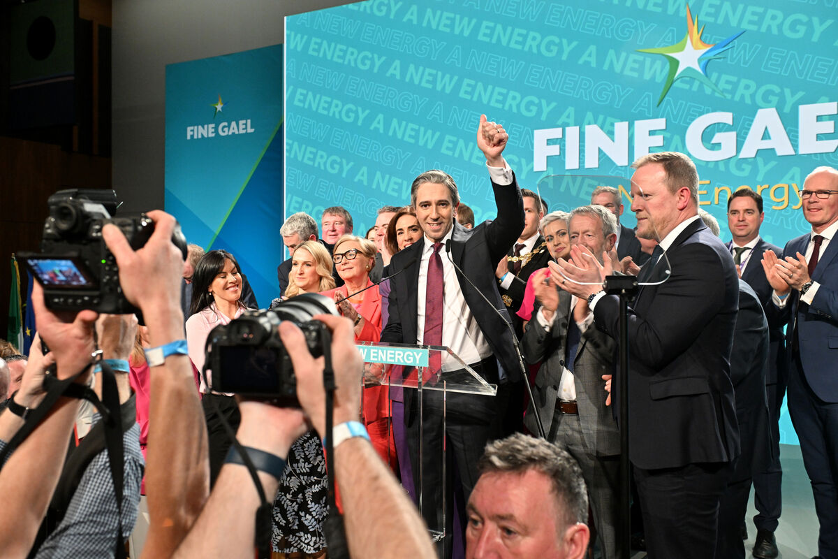  Fine Gael leader Simon Harris after making his address to the party ard fheis. Picture: Dan Linehan