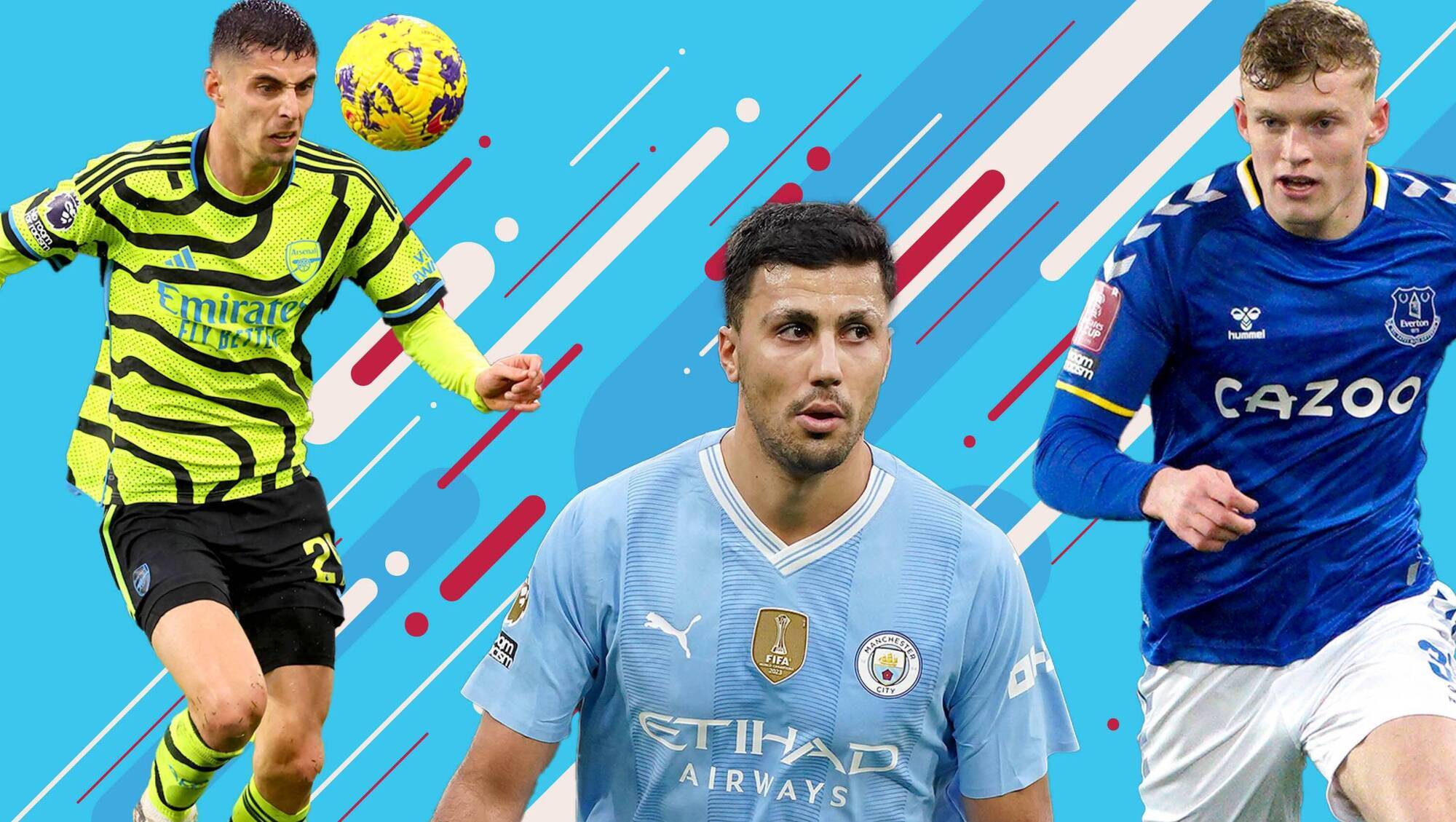 TALKING POINTS: Rodri, Jarrad Branthwaite and Kai Havertz.