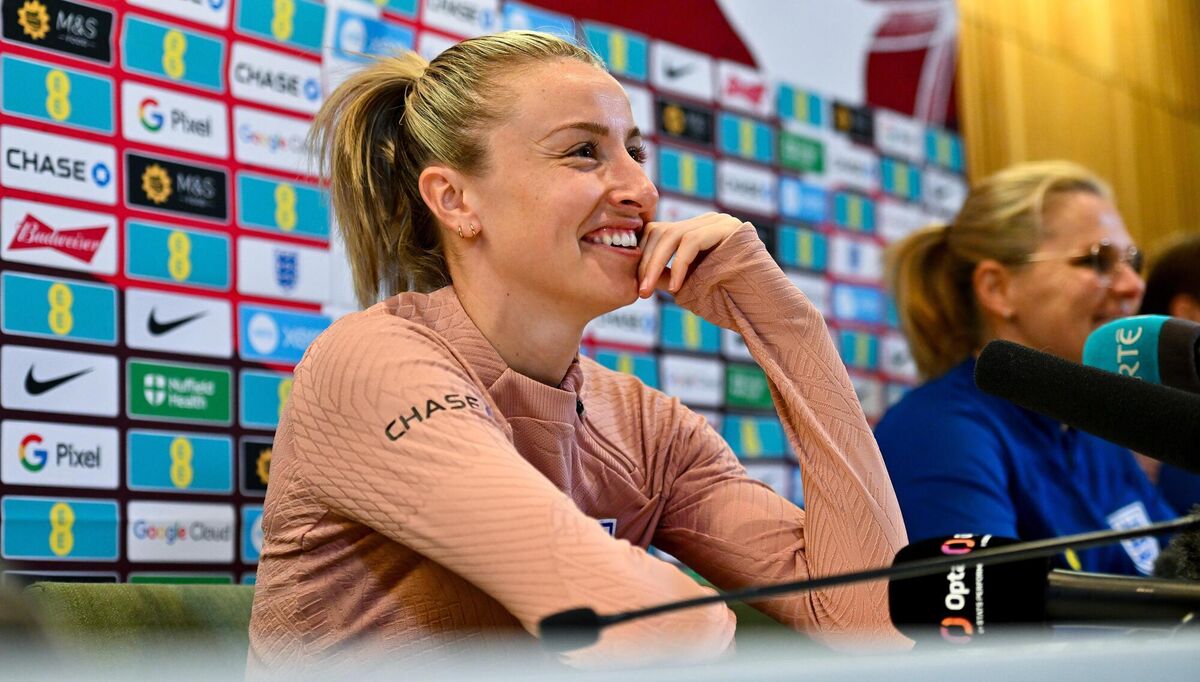 England captain Leah Williamson during a press conference at the Aviva Stadium in Dublin. Picture: Tyler Miller/Sportsfile England captain Leah Williamson during a press conference at the Aviva Stadium in Dublin. Picture: Tyler Miller/Sportsfile