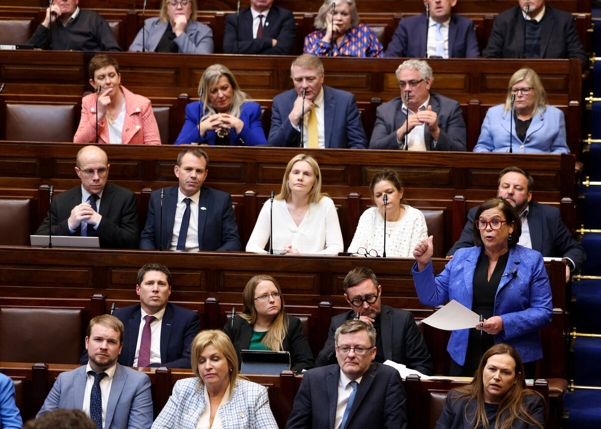 Mary Lou MCDonald, leader of Sinn Féin in the Dáil Chamber. Picture: Maxwells