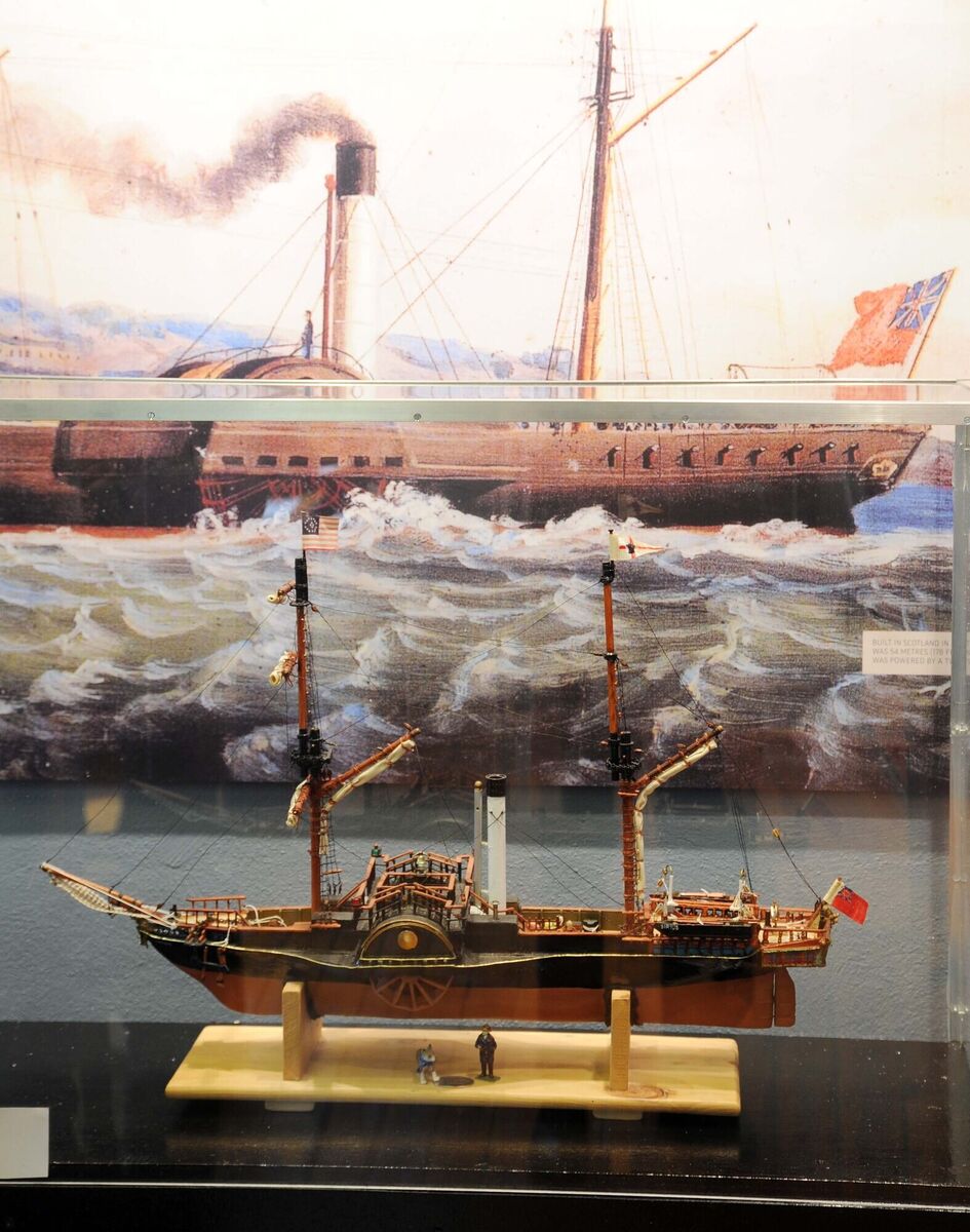 A model of the Sirius, the first steamship to cross the Atlantic. Denis Minihane. A model of the Sirius, the first steamship to cross the Atlantic. Denis Minihane.