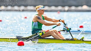 <p>Sanita Puspure of Ireland competing in the women's single sculls at the Tokyo Olympics in 2020. Picture: Baptiste Fernandez/Sportsfile</p>