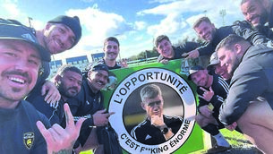 <p>The La Rochelle players enjoying themselves after training at Cork Constitution's Temple Hill grounds. Pic: JackNowell/Instagram</p>