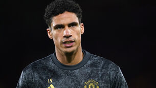 <p>INJURED: Raphael Varane is set for a spell on the sidelines. Pic: Adam Davy/PA</p>