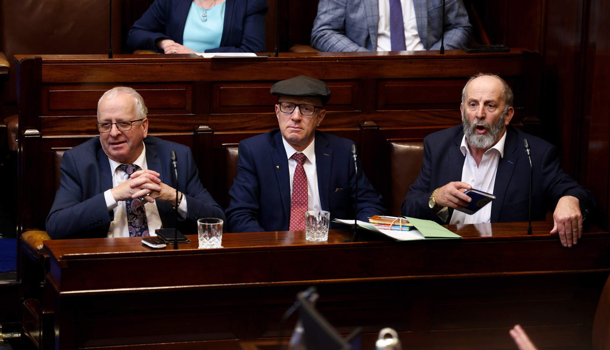 Mattie McGrath, Michael Healy-Rae, and Danny Healy-Rae in the Dáil.