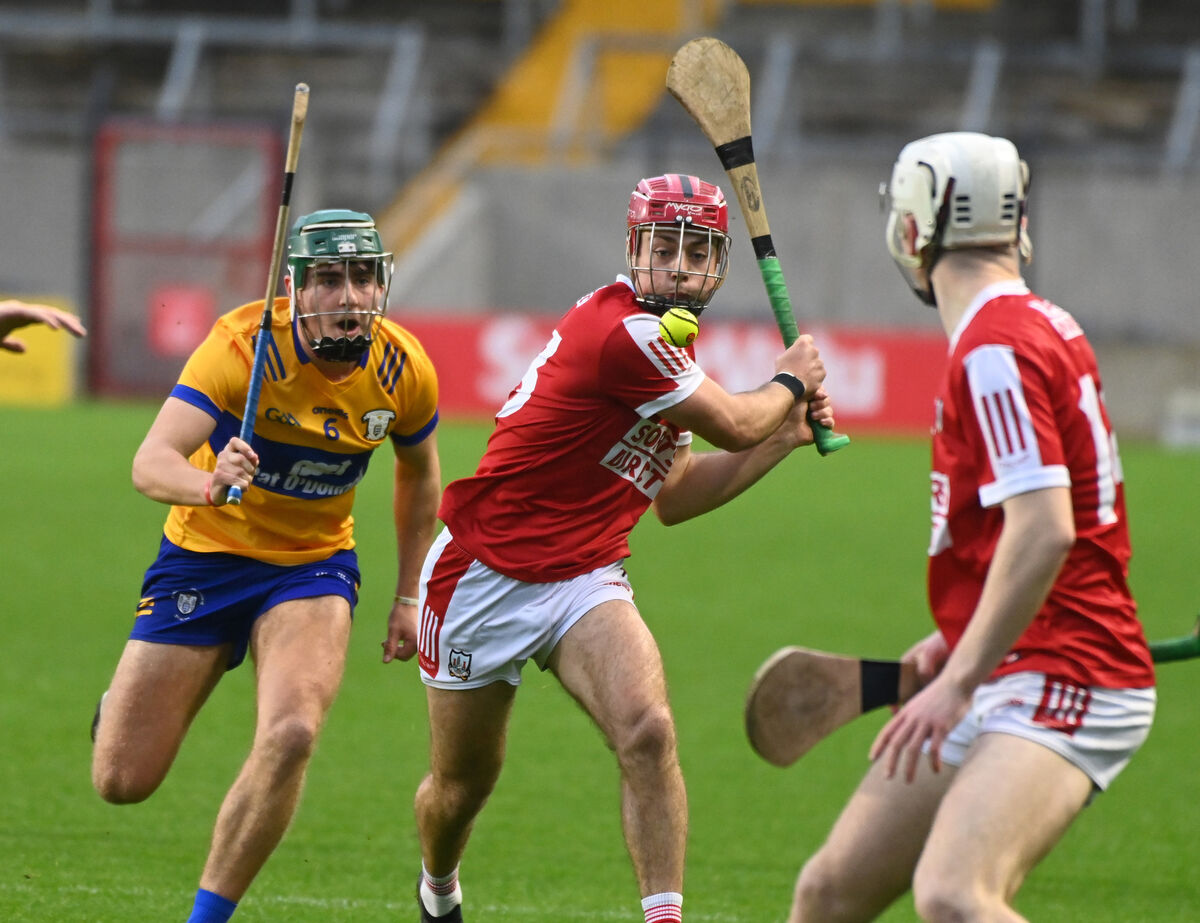 Cork's William Buckley shoots from Clare's James Hegarty during the oneills.com Munster under 20 hurling championship at SuperValu Pairc Ui Chaoimh.. Picture; Eddie O'Hare