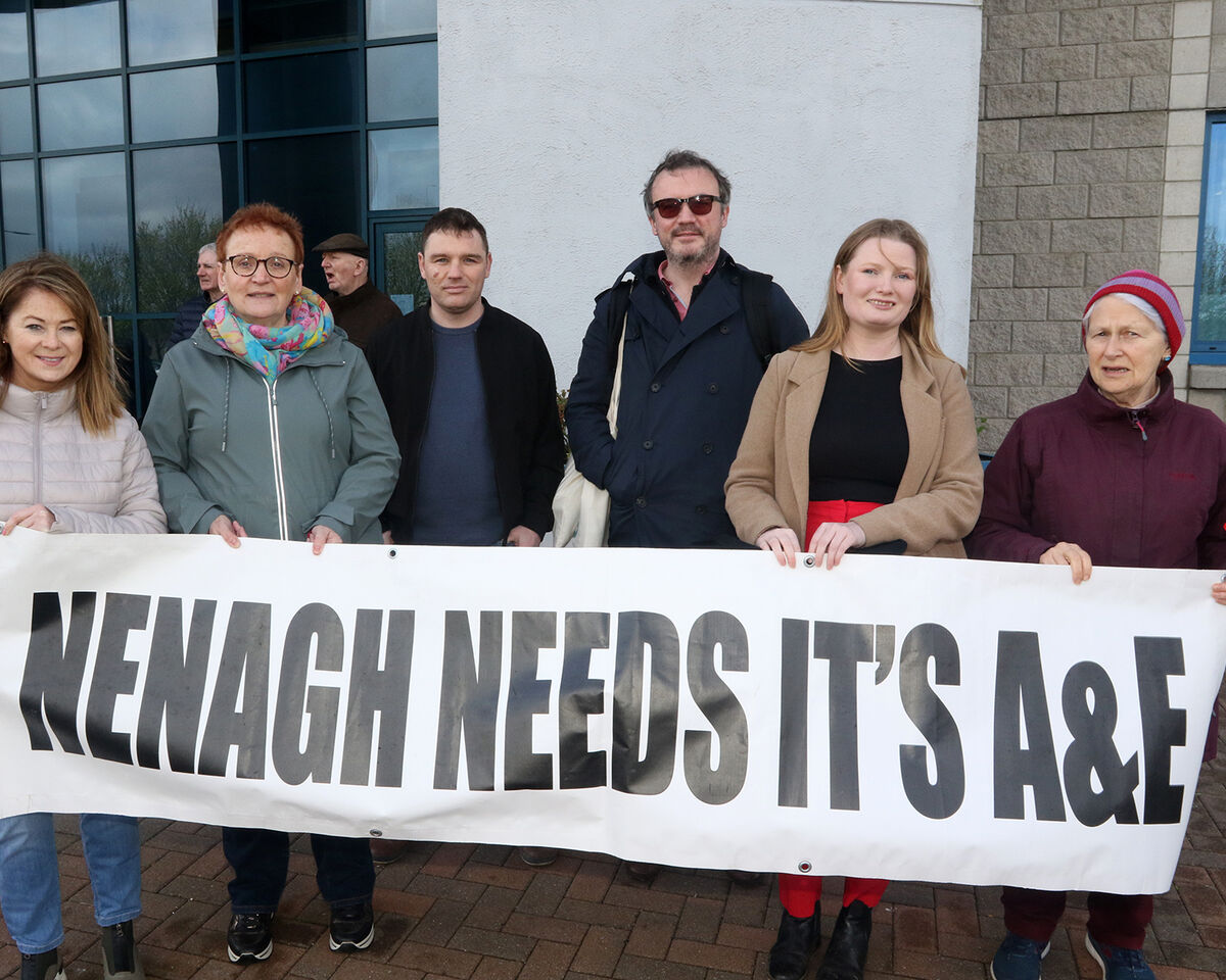 Emer O'Neill, Margaret Walsh, Michael O'Brien, Michael Raferty, Ireland South European election candidate Lorna Bogue, and Una MacNamara at the Mid-West Hospital Campaign protest in Limerick on Saturday. Picture: Brendan Gleeson Emer O'Neill, Margaret Walsh, Michael O'Brien, Michael Raferty, Ireland South European election candidate Lorna Bogue, and Una MacNamara at the Mid-West Hospital Campaign protest in Limerick on Saturday. Picture: Brendan Gleeson