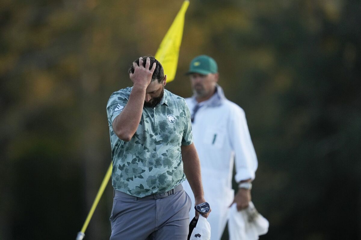 Jon Rahm, of Spain, reacts after his second round at the Masters golf tournament at Augusta. Picture: AP Photo/Ashley Landis