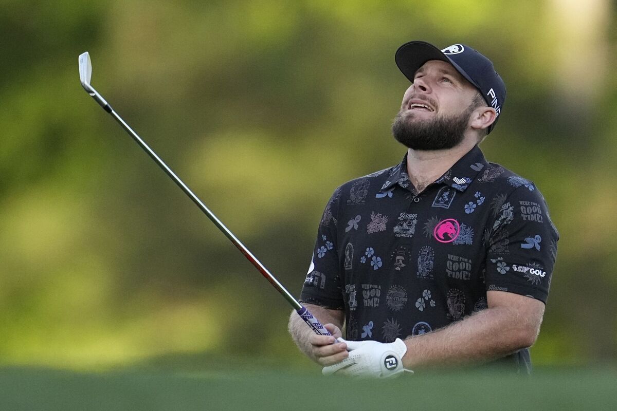Tyrrell Hatton, of England, waits to hit on the 12th hole during the first round at the Masters. Picture: AP Photo/George Walker IV