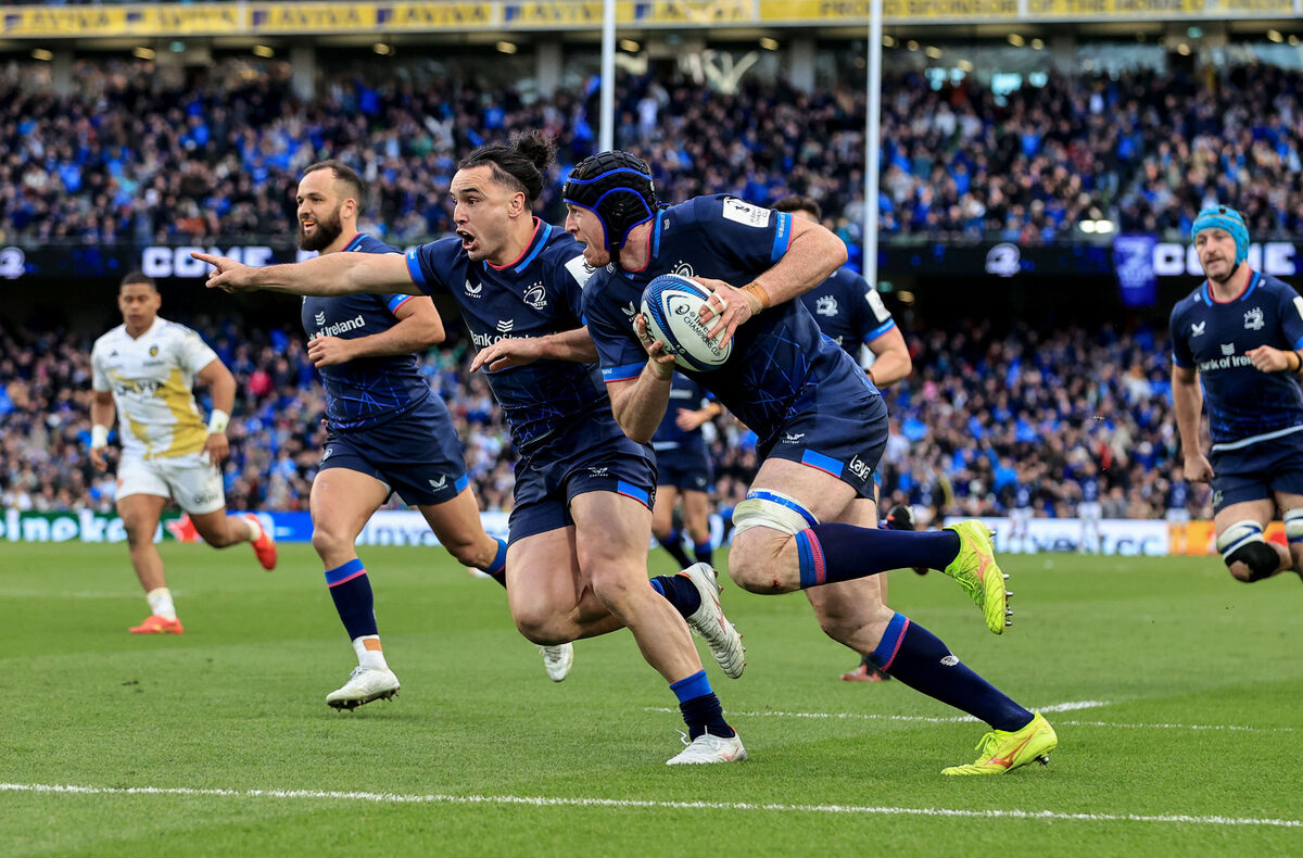 Leinster’s Ryan Baird on his way to scoring. Picture: ©INPHO/Dan Sheridan