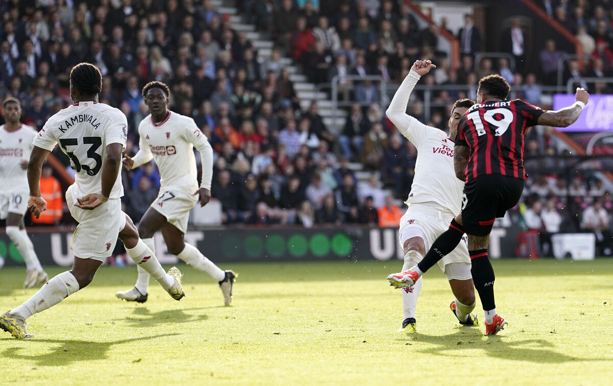 Bournemouth's Justin Kluivert scores against Manchester United. Picture: Andrew Matthews/PA Wire.
