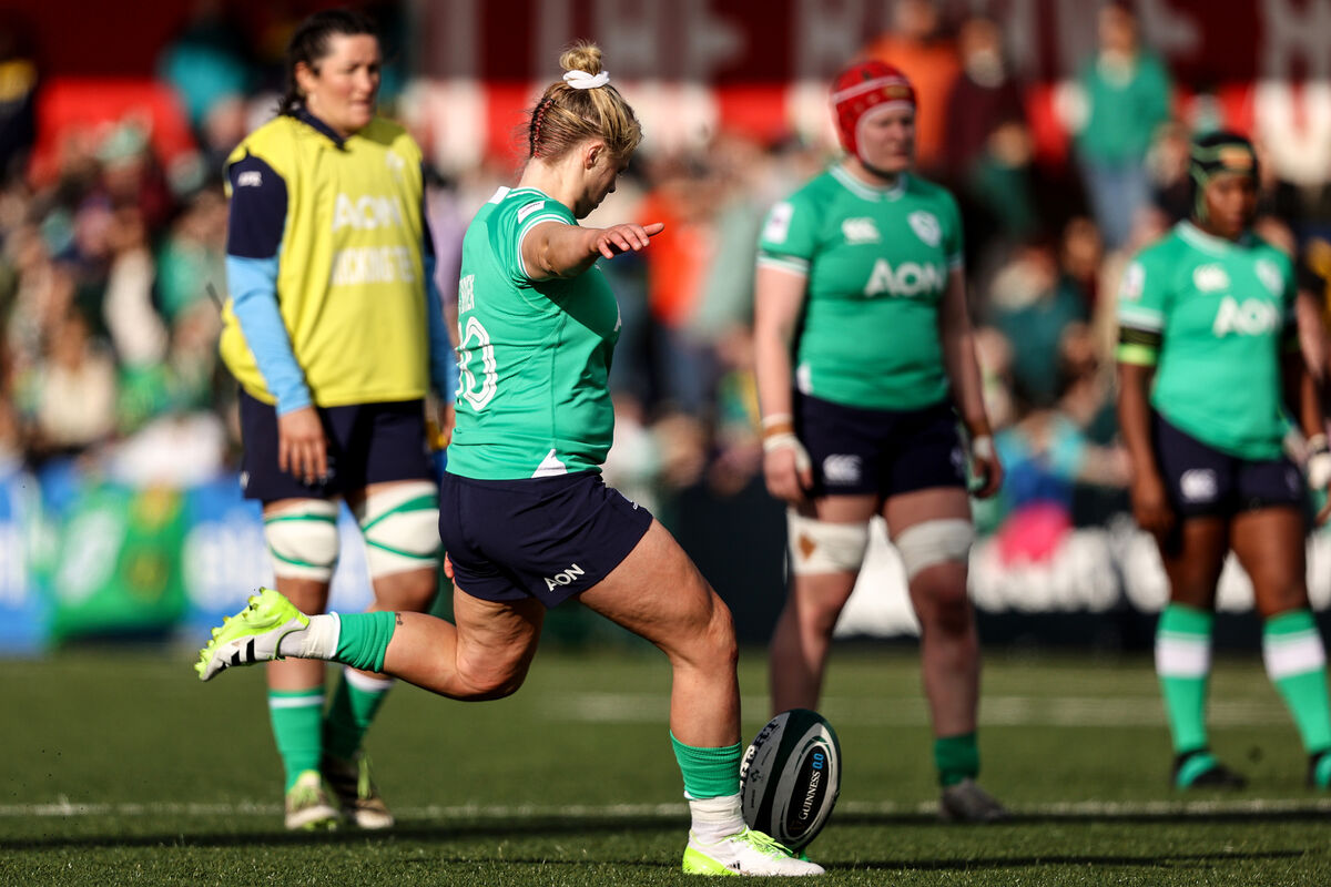 Ireland's Dannah O'Brien takes a kick. Picture: ©INPHO/Ben Brady