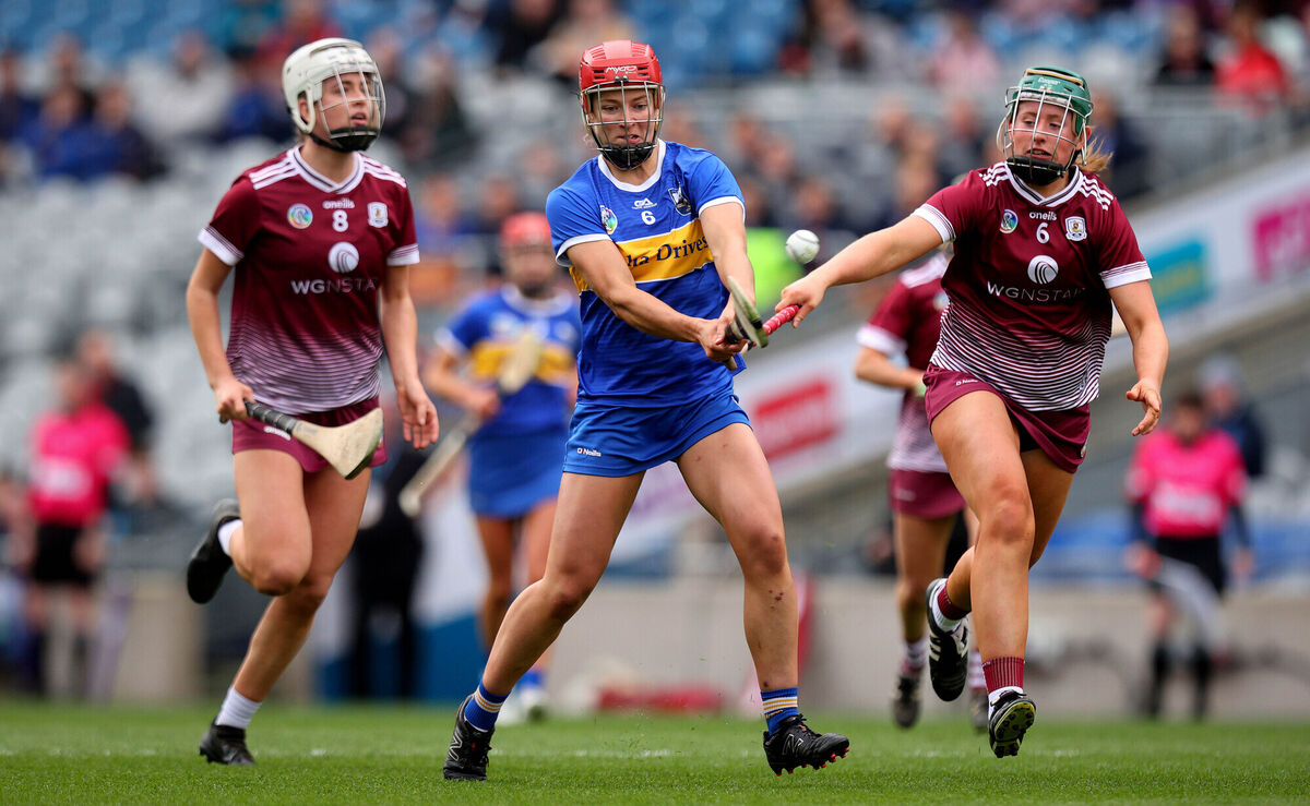Galway’s Aine Keane and Karen Kennedy of Tipperary. Picture: ©INPHO/Ryan Byrne
