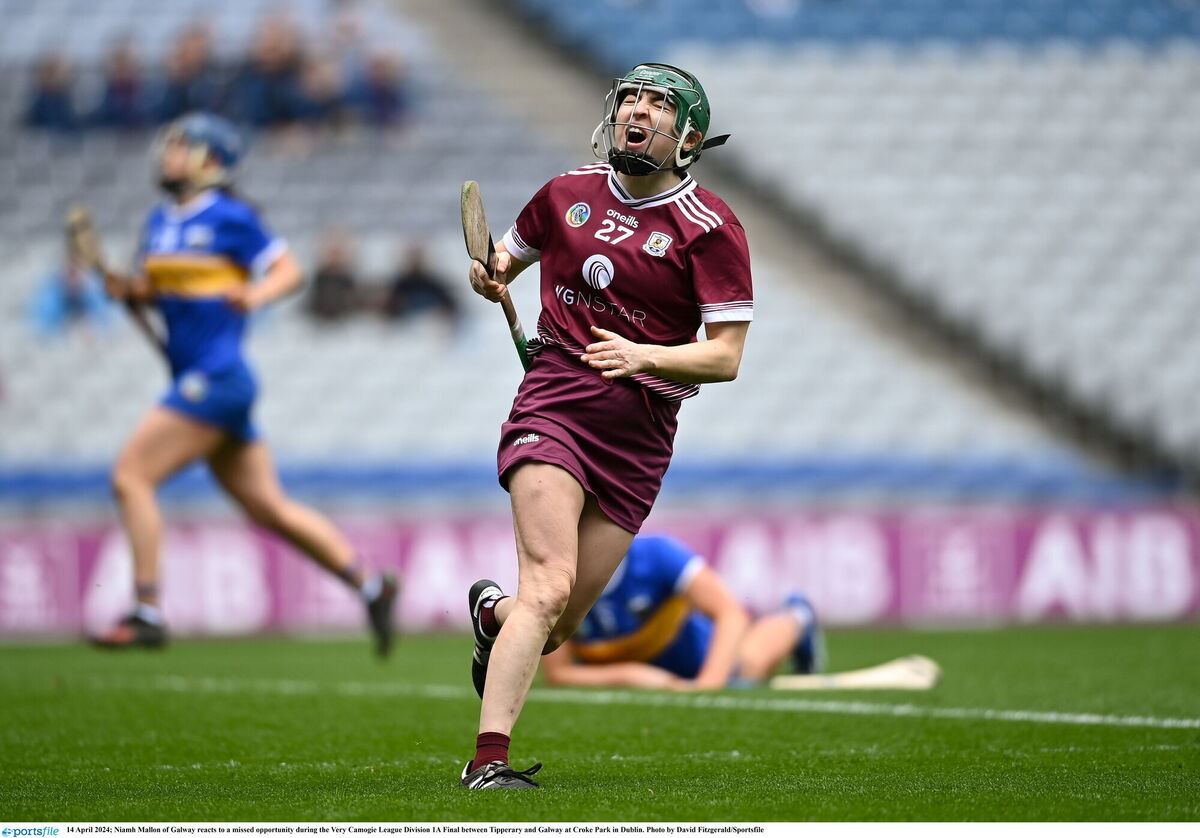 Niamh Mallon of Galway reacts to a missed opportunity. Picture: David Fitzgerald/Sportsfile