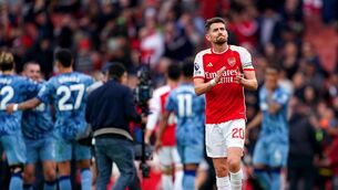<p>Arsenal's Jorginho applauds the fans at the end of the Premier League match at the Emirates Stadium.</p>