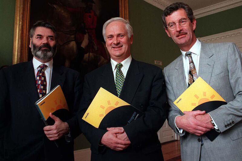 Bertie Ahern cautions against parties ruling out coalition partners, citing the rainbow coalition formed in 1994 by Prionsias de Rossa, John Bruton, and Labour's Dick Spring after the then FG leader said to de Rossa: 'Democratic Left won’t be part of the government'. Picture: Maxwell's