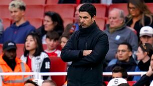 <p>SETBACK: Arsenal manager Mikel Arteta during the Premier League match at the Emirates Stadium, London. Picture date: Sunday April 14, 2024.</p>
