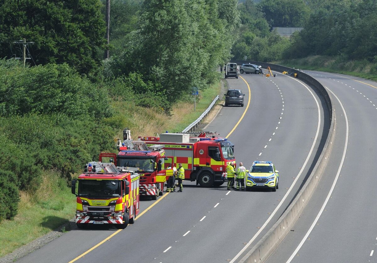 Emergency services at the scene of the collision on the M8 motorway near Mitchelstown, Co. Cork