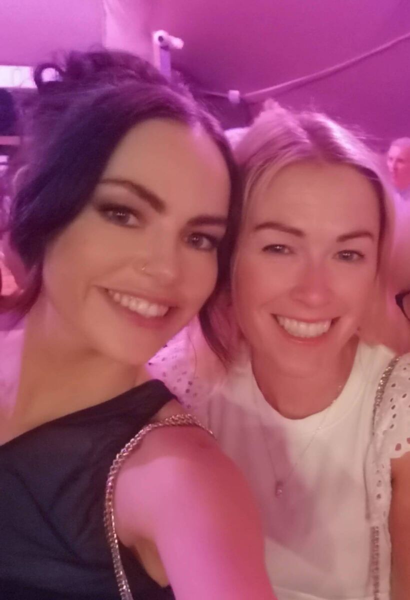Róisín Stakelum with Niamh Hanley, her friend who was waiting for her at the airport the night she was seriously injured in a collision.