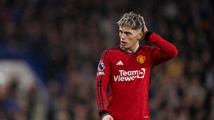<p>Manchester United winger Alejandro Garnacho, pictured, has been spoken to by manager Erik ten Hag about his social media use (Bradley Collyer/PA)</p>