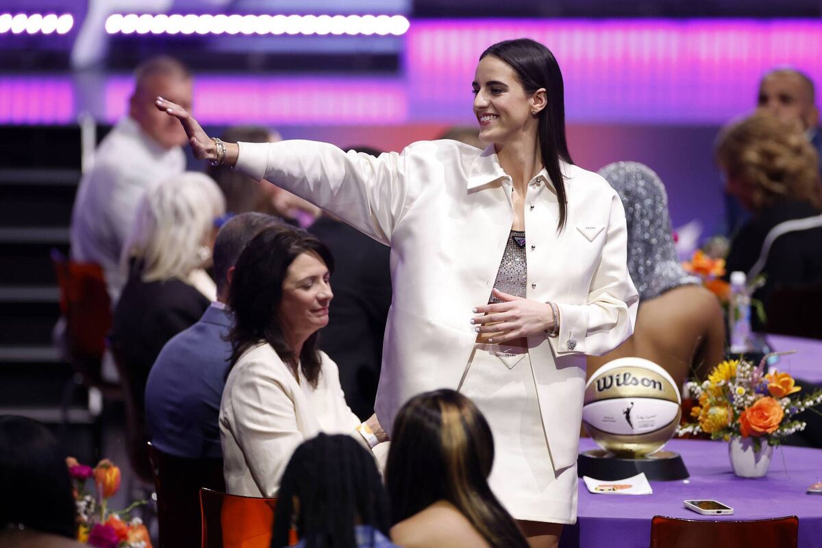 Caitlin Clark waves prior to the 2024 WNBA Draft at Brooklyn Academy of Music. Pic: Sarah Stier, Getty Images Caitlin Clark waves prior to the 2024 WNBA Draft at Brooklyn Academy of Music. Pic: Sarah Stier, Getty Images