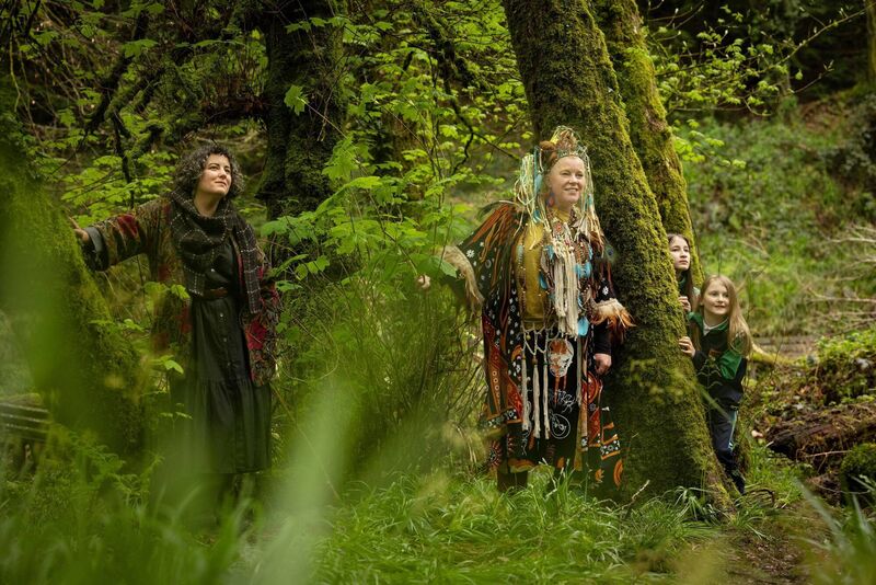 Jessica Bonenfant, festival organiser and creative director at Greywood Arts with Celtic goddess Noelle Ní Riagáin, Mia Milner and Eadaoin McNulty ahead of Bealtaine, the May Sunday Festival, which runs from May 3-6 at Glenbower Woods, Killeagh (East Cork). See maysunday.ie