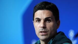 <p>OPPORTUNITY: Arsenal manager Mikel Arteta during a press conference at the Allianz Arena, Munich. Photo credit: Nick Potts/PA Wire.</p>