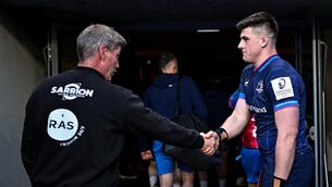 <p>RESPECT: Dan Sheehan of Leinster shakes hands with La Rochelle head coach Ronan O'Gara. Pic: Harry Murphy/Sportsfile</p>