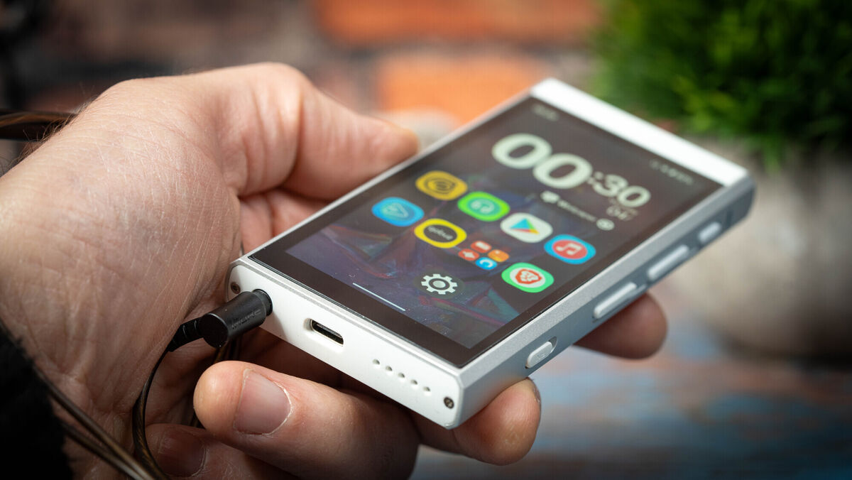 The Hiby M300 works with wired and Bluetooth headphones. Picture: Noel Campion.