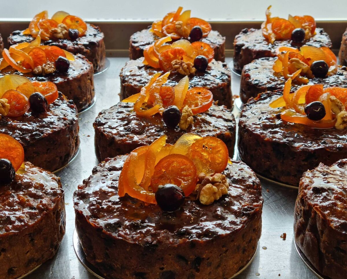 Wildberry Bakery's award-winning Jewelled Christmas Cake in tins. Picture: Susan Robbins Fehily