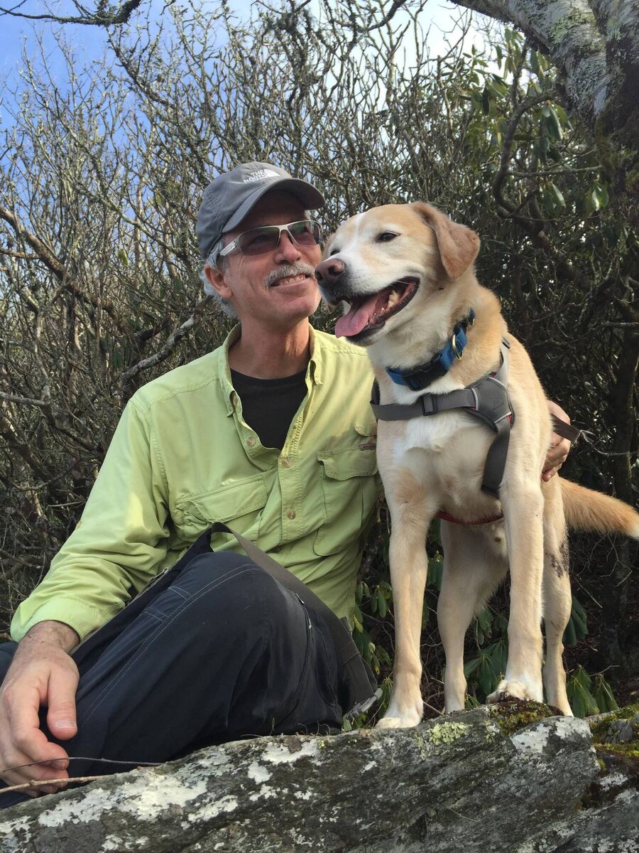 Corey Keyes with his dog.