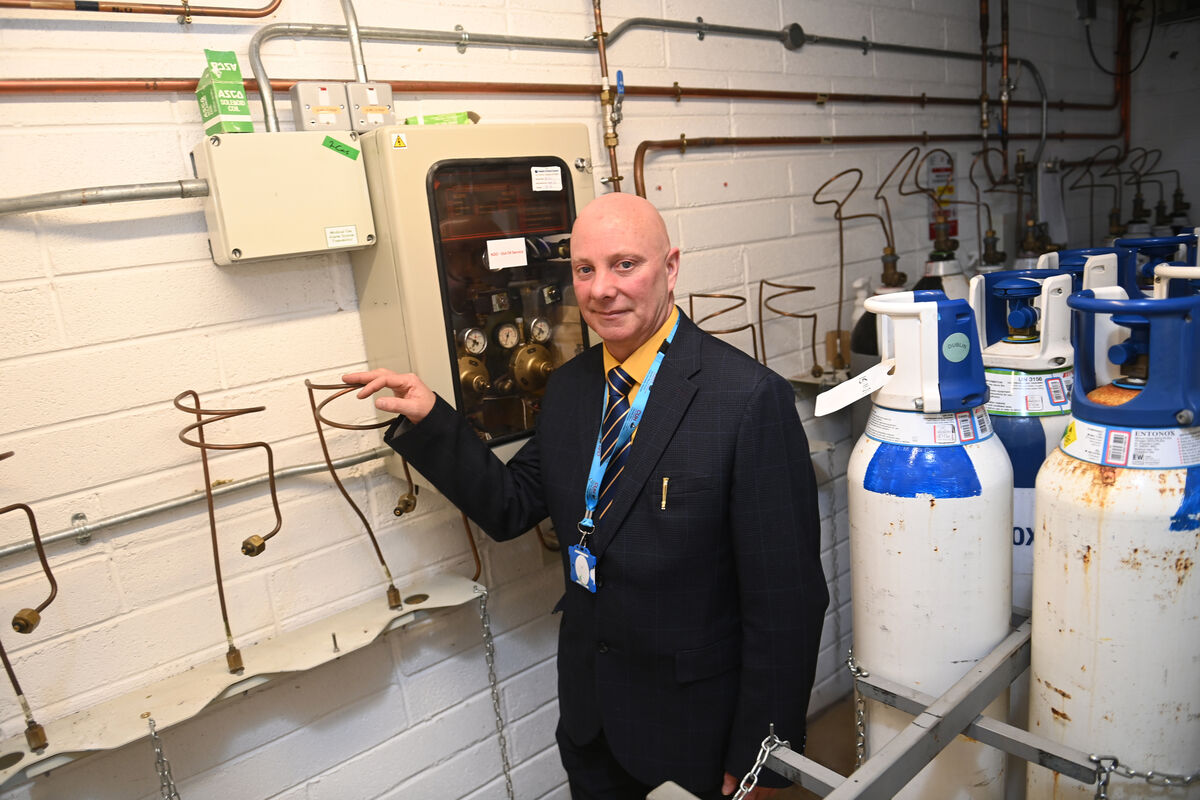 CUH engineering officer PJ Murphy in a storage room for gas cylinders.  Picture: Larry Cummins