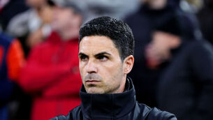 <p>Arsenal manager Mikel Arteta during the Champions League quarter-final, second leg match at the Allianz Arena, Munich. Photo Nick Potts/PA Wire. </p>